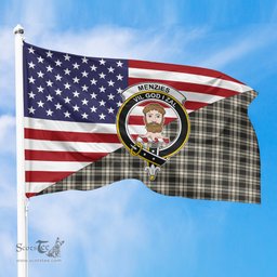 ScotsTee Shop Scottish Menzies Black & White Ancient Clan Crest Tartan Scottish American Flag