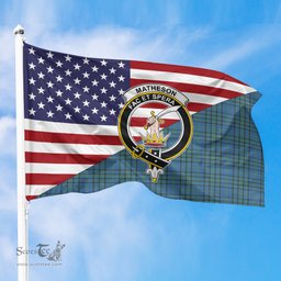 ScotsTee Shop Scottish Matheson Hunting Ancient Clan Crest Tartan Scottish American Flag