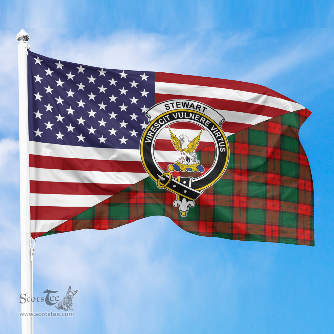 ScotsTee Shop Scottish Stewart Atholl Modern Clan Crest Tartan Scottish American Flag