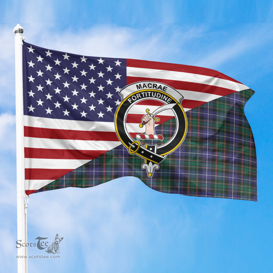 ScotsTee Shop Scottish MacRae Hunting Modern Clan Crest Tartan Scottish American Flag