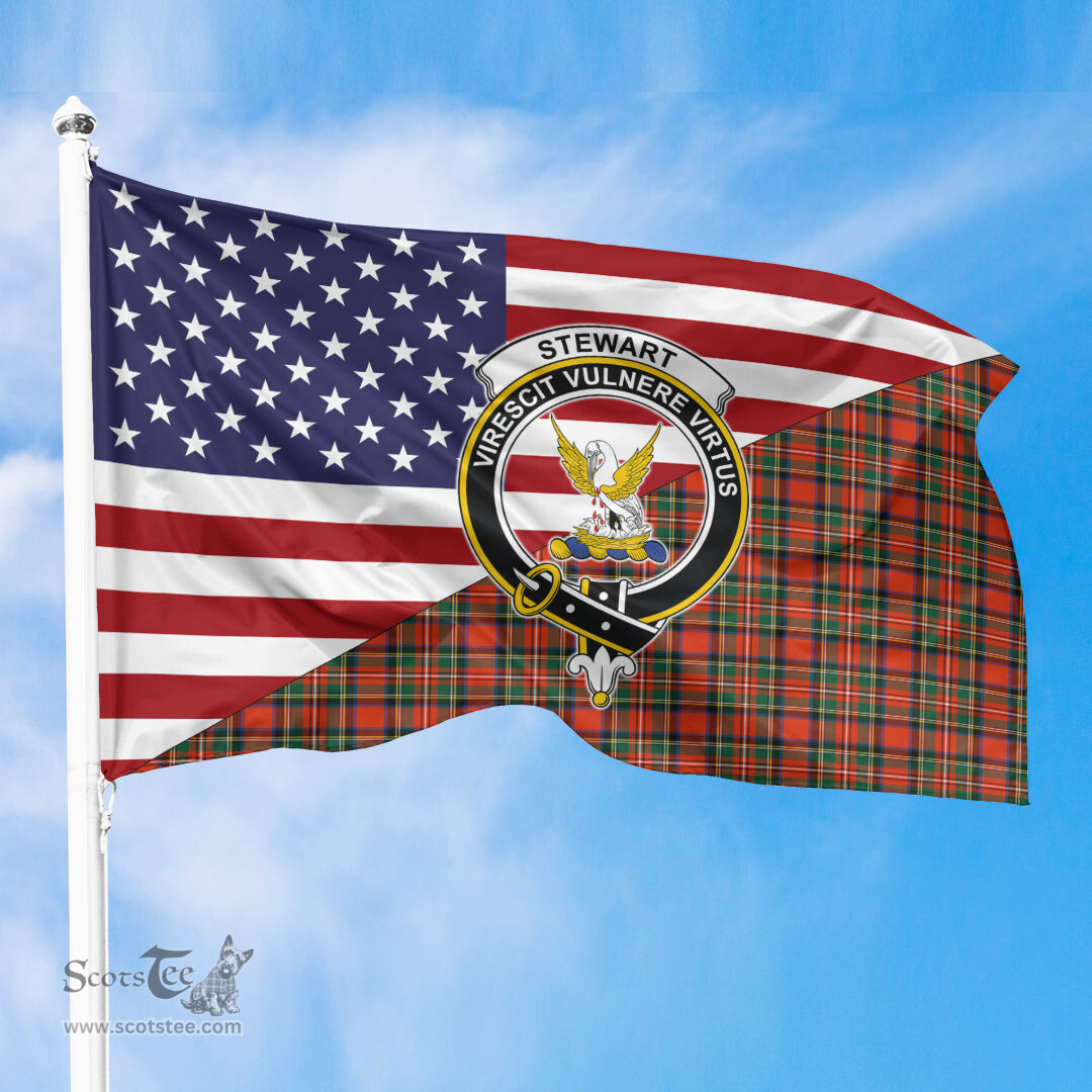ScotsTee Shop Scottish Stewart Royal Modern Clan Crest Tartan Scottish American Flag