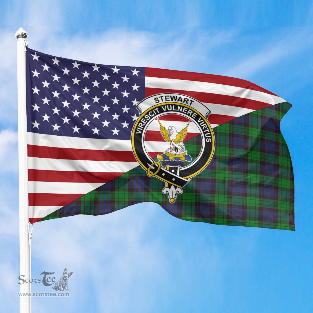 ScotsTee Shop Scottish Stewart Old Modern Clan Crest Tartan Scottish American Flag