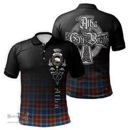 ScotsTee Shop Scottish Bethune Clan Crest Tartan Polo Shirt Featuring Alba Gu Brath Scotland Forever and Ever Celtic Cross
