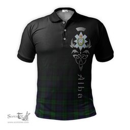 ScotsTee Shop Scottish Black Watch Clan Crest Tartan Polo Shirt Featuring Alba Gu Brath Scotland Forever and Ever Celtic Cross