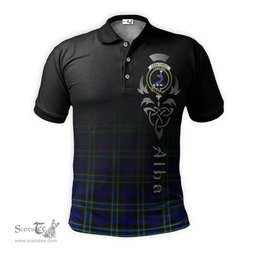 ScotsTee Shop Scottish Arbuthnot Modern Clan Crest Tartan Polo Shirt Featuring Alba Gu Brath Scotland Forever and Ever Celtic Cross