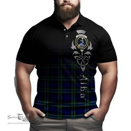 ScotsTee Shop Scottish Arbuthnot Modern Clan Crest Tartan Polo Shirt Featuring Alba Gu Brath Scotland Forever and Ever Celtic Cross