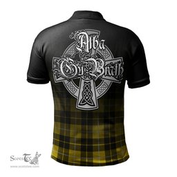 ScotsTee Shop Scottish Barclay Dress Modern Clan Crest Tartan Polo Shirt Featuring Alba Gu Brath Scotland Forever and Ever Celtic Cross