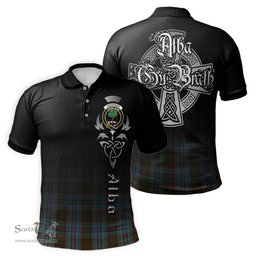 ScotsTee Shop Scottish Anderson Clan Crest Tartan Polo Shirt Featuring Alba Gu Brath Scotland Forever and Ever Celtic Cross