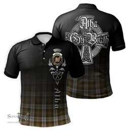 ScotsTee Shop Scottish Baillie Dress Clan Crest Tartan Polo Shirt Featuring Alba Gu Brath Scotland Forever and Ever Celtic Cross