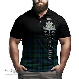 ScotsTee Shop Scottish Black Watch Ancient Clan Crest Tartan Polo Shirt Featuring Alba Gu Brath Scotland Forever and Ever Celtic Cross