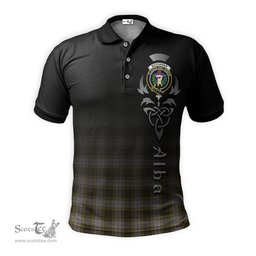 ScotsTee Shop Scottish Buchanan Dress Clan Crest Tartan Polo Shirt Featuring Alba Gu Brath Scotland Forever and Ever Celtic Cross
