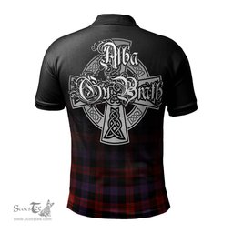 ScotsTee Shop Scottish Broun Modern Clan Crest Tartan Polo Shirt Featuring Alba Gu Brath Scotland Forever and Ever Celtic Cross