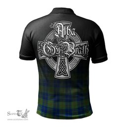ScotsTee Shop Scottish Barclay Hunting Ancient Clan Crest Tartan Polo Shirt Featuring Alba Gu Brath Scotland Forever and Ever Celtic Cross