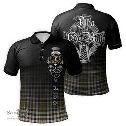 ScotsTee Shop Scottish Burns Check Clan Crest Tartan Polo Shirt Featuring Alba Gu Brath Scotland Forever and Ever Celtic Cross