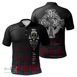 ScotsTee Shop Scottish Auchinleck Clan Crest Tartan Polo Shirt Featuring Alba Gu Brath Scotland Forever and Ever Celtic Cross