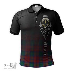 ScotsTee Shop Scottish Auchinleck Clan Crest Tartan Polo Shirt Featuring Alba Gu Brath Scotland Forever and Ever Celtic Cross