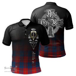 ScotsTee Shop Scottish Blane Clan Crest Tartan Polo Shirt Featuring Alba Gu Brath Scotland Forever and Ever Celtic Cross