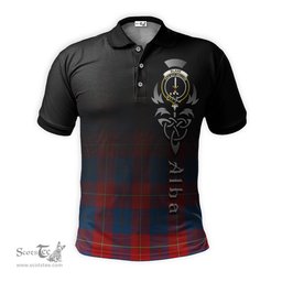 ScotsTee Shop Scottish Blane Clan Crest Tartan Polo Shirt Featuring Alba Gu Brath Scotland Forever and Ever Celtic Cross