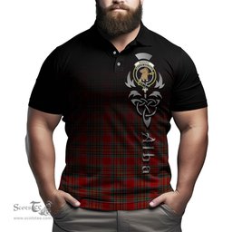 ScotsTee Shop Scottish Binning Clan Crest Tartan Polo Shirt Featuring Alba Gu Brath Scotland Forever and Ever Celtic Cross