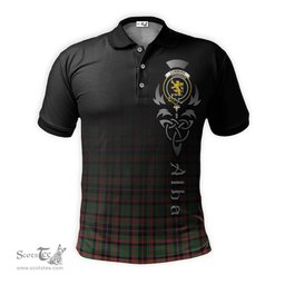 ScotsTee Shop Scottish Cumming Hunting Ancient Clan Crest Tartan Polo Shirt Featuring Alba Gu Brath Scotland Forever and Ever Celtic Cross