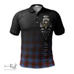 ScotsTee Shop Scottish Congilton Clan Crest Tartan Polo Shirt Featuring Alba Gu Brath Scotland Forever and Ever Celtic Cross
