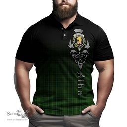 ScotsTee Shop Scottish Forrester Hunting Clan Crest Tartan Polo Shirt Featuring Alba Gu Brath Scotland Forever and Ever Celtic Cross