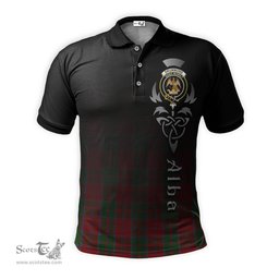 ScotsTee Shop Scottish Drummond Clan Crest Tartan Polo Shirt Featuring Alba Gu Brath Scotland Forever and Ever Celtic Cross