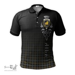 ScotsTee Shop Scottish Campbell Argyll Weathered Clan Crest Tartan Polo Shirt Featuring Alba Gu Brath Scotland Forever and Ever Celtic Cross