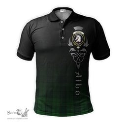 ScotsTee Shop Scottish Dunbar Hunting Clan Crest Tartan Polo Shirt Featuring Alba Gu Brath Scotland Forever and Ever Celtic Cross