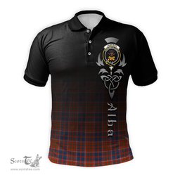 ScotsTee Shop Scottish Cameron of Lochiel Ancient Clan Crest Tartan Polo Shirt Featuring Alba Gu Brath Scotland Forever and Ever Celtic Cross