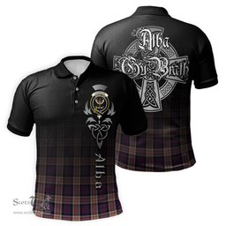 ScotsTee Shop Scottish Carnegie Clan Crest Tartan Polo Shirt Featuring Alba Gu Brath Scotland Forever and Ever Celtic Cross