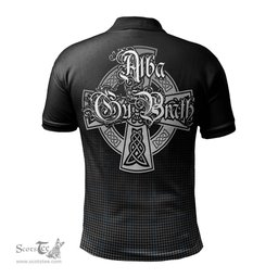 ScotsTee Shop Scottish Gladstone Clan Crest Tartan Polo Shirt Featuring Alba Gu Brath Scotland Forever and Ever Celtic Cross