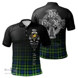 ScotsTee Shop Scottish Campbell of Breadalbane Ancient Clan Crest Tartan Polo Shirt Featuring Alba Gu Brath Scotland Forever and Ever Celtic Cross