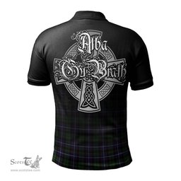 ScotsTee Shop Scottish Galbraith Modern Clan Crest Tartan Polo Shirt Featuring Alba Gu Brath Scotland Forever and Ever Celtic Cross