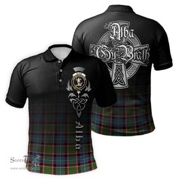 ScotsTee Shop Scottish Glass Clan Crest Tartan Polo Shirt Featuring Alba Gu Brath Scotland Forever and Ever Celtic Cross