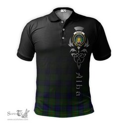 ScotsTee Shop Scottish Dundas Modern Clan Crest Tartan Polo Shirt Featuring Alba Gu Brath Scotland Forever and Ever Celtic Cross