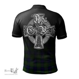 ScotsTee Shop Scottish Dundas Modern Clan Crest Tartan Polo Shirt Featuring Alba Gu Brath Scotland Forever and Ever Celtic Cross