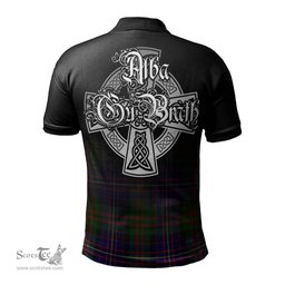 ScotsTee Shop Scottish Chalmers Modern Clan Crest Tartan Polo Shirt Featuring Alba Gu Brath Scotland Forever and Ever Celtic Cross