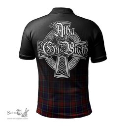 ScotsTee Shop Scottish Clark Red Clan Crest Tartan Polo Shirt Featuring Alba Gu Brath Scotland Forever and Ever Celtic Cross