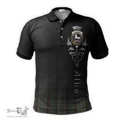 ScotsTee Shop Scottish Cochrane Hunting Clan Crest Tartan Polo Shirt Featuring Alba Gu Brath Scotland Forever and Ever Celtic Cross