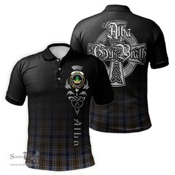ScotsTee Shop Scottish Gayre Hunting Clan Crest Tartan Polo Shirt Featuring Alba Gu Brath Scotland Forever and Ever Celtic Cross