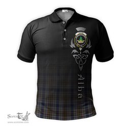 ScotsTee Shop Scottish Gayre Hunting Clan Crest Tartan Polo Shirt Featuring Alba Gu Brath Scotland Forever and Ever Celtic Cross