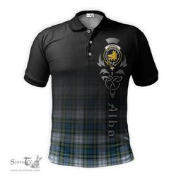 ScotsTee Shop Scottish Campbell Dress Ancient Clan Crest Tartan Polo Shirt Featuring Alba Gu Brath Scotland Forever and Ever Celtic Cross