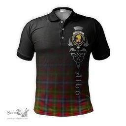 ScotsTee Shop Scottish Forrester Modern Clan Crest Tartan Polo Shirt Featuring Alba Gu Brath Scotland Forever and Ever Celtic Cross