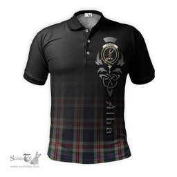 ScotsTee Shop Scottish Fraser Red Dress Clan Crest Tartan Polo Shirt Featuring Alba Gu Brath Scotland Forever and Ever Celtic Cross