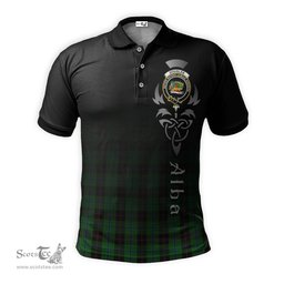 ScotsTee Shop Scottish Douglas Black Clan Crest Tartan Polo Shirt Featuring Alba Gu Brath Scotland Forever and Ever Celtic Cross