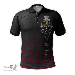 ScotsTee Shop Scottish Fotheringham Modern Clan Crest Tartan Polo Shirt Featuring Alba Gu Brath Scotland Forever and Ever Celtic Cross