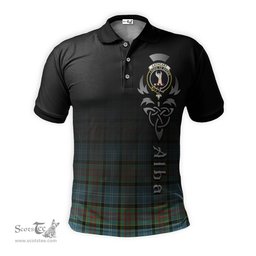 ScotsTee Shop Scottish Cathcart Clan Crest Tartan Polo Shirt Featuring Alba Gu Brath Scotland Forever and Ever Celtic Cross