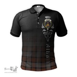 ScotsTee Shop Scottish Cameron of Erracht Weathered Clan Crest Tartan Polo Shirt Featuring Alba Gu Brath Scotland Forever and Ever Celtic Cross