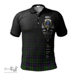 ScotsTee Shop Scottish Forsyth Modern Clan Crest Tartan Polo Shirt Featuring Alba Gu Brath Scotland Forever and Ever Celtic Cross